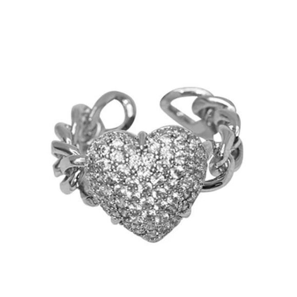 The Open Heart Ring adjustable link ring in 925 - Picture 4 of 6